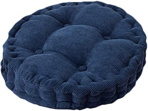 GGoty Verdickte quadratische rund Tatami-Kissen stuhlkissen Gemütliche Gesteppte Kissen Atmungsaktiv sitzkissen Stuhl 45x45cm für sitzkissen Bank Stuhl Outdoor Indoor gartenstuhl (Runden,Blau)
