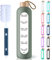PROBTTL Bouteilles d'eau en verre borosilicate de 946 ml avec citations de rappel de marqueur de temps, anti-fuite, réutilisable, sans BPA, avec manchon en silicone et couvercle en bambou