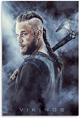Iooie Poster Und Gedruckte Wikinger Ragnar Lothbrok Pop American TV-Serie für die Raumdekoration Leinwand Malerei Wandkunst Bilder 19.7x27.6(50x70cm) Kein Rahmen