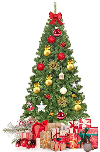 RELAX4LIFE Albero di Natale 180 cm, Albero di Abete per Natale in PVC Atossico e Durevole con Base a 4 Gambe Stabile, Albero Natalizio Automatico per Interno ed Esterno (180 cm)