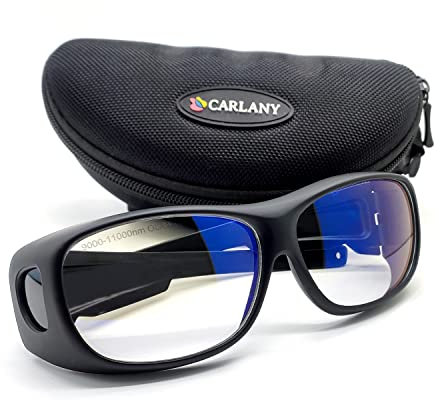CARLANY CO2 Laser Augenschutzbrille, 9000nm-11000nm / 10600nm Wellenlänge Schutzbrille OD 5+, Filtertechnologie durch Absorption Schutzbrille zum Laserschneiden und Gravieren