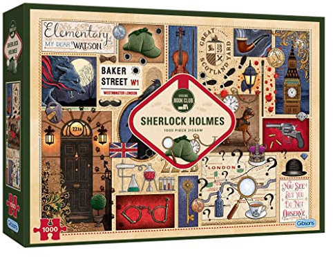 Gibsons Book Club Sherlock Holmes 1000 Piece Puzzle | The Worlds Famous Detective Literature | Sustainable Jigsaw Puzzle for Adults Teens | Premium 100% Recycled Board | Great Gift | Gibsons Games