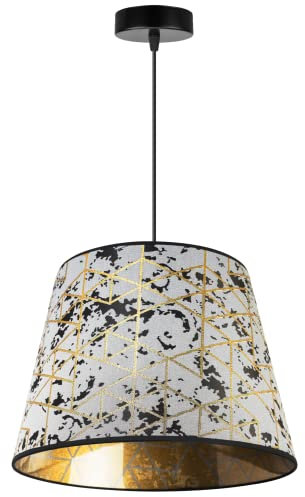 Light-Home Werona Elegant Hängelampe - Modern Deckenlampe für Wohnzimmer Schlafzimmer und Esszimmer - Pendelleuchte aus Metall mit Modern Lampenschirm - Weiß und Gold - 26x35 cm