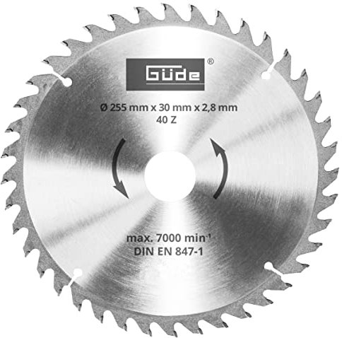 Güde 55264 Holzsägeblatt HM 255x30x40Z (max. 1/7000 min, DIN EN 847-1) Silber