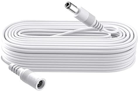 Cable de extensión de alimentación de 10 m CC, Enchufe de 5,5 mm x 2,1 mm, Enchufe Macho a Hembra, CC 5 V 6 V 9 V 12 V 24 V para cámaras de Seguridad, DVR, Router, Impresora, Tira LED, Color Blanco