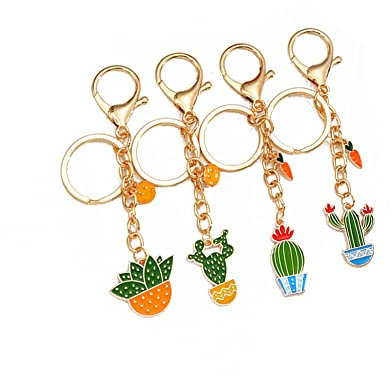 ARFUKA Keyring Cartoon Cactus Pendant Keychain Key Holder Men Women Key Chain Wallet Bag Pendant Charms Gift for Birthday Christmas Festival Pack of 4