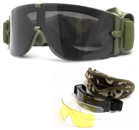 Taktische Airsoft-Schutzbrille, militärischer Augenschutz für Jagd, Schießen, Paintball, X800 UV400 Schutzbrille (Grün), L
