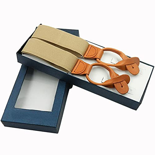 Bretelles pour Hommes en Forme De Y - Boutons en Cuir Bretelles De Mode Bretelles De Mode Suspensions Élastiques Réglables Y-Back Ligas 3.5 * 120Cm, Blanc