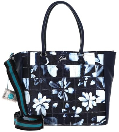 Gabs Leder Schultertasche Handtasche Jessica Stampa Trip Shoulderbag Indaco Fiore Grande dunkelblau