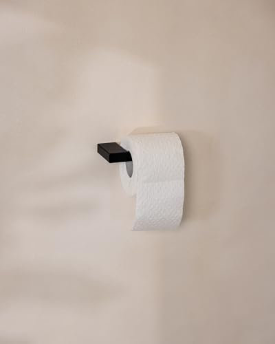 Metallbude Toilettenpapierhalter TUALI - Schwarz - Minimalistischer Klopapierhalter mit Wandmontage - Pulverbeschichtetes Metall - 15x8 cm