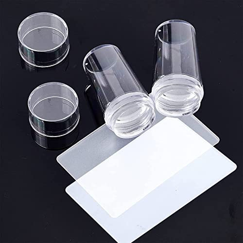 Norhogo Nail Art Stamper with Scraper, Silicone Nail Stamp, for Stamping & French Nails, Fingernails Stamping for Varnish, UV Gel or Acrylic, DIY Manicure Tools, Nail Transfer Stamp (2 Pieces)