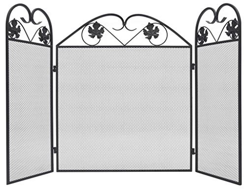 Tidyard 3-TLG. Kaminschirm Klappbar Funkenschutzgitter Kamingitter Kaminschutz Kaminschutzgitter Kaminfunkenschutz,Kamin Funkenschutz,Dreiteiliges Gitter gegen Funkenflug, Eisen Schwarz