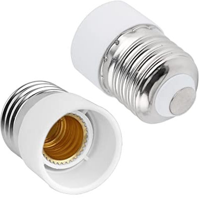 E27 to E14 Socket Converter, Screw to Small Screw Edison Bulb Adapter, ES to SES Lamp Base Adapter, Max Wattage 60W, Voltage 0-250V, for LED Bulbs, Incandescent Bulbs, CFL Bulbs, 2 Pack