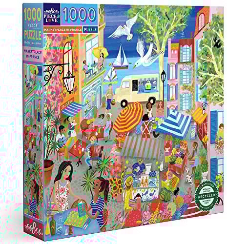 eeBoo, 1000 Teile – Marktplatz in Frankreich recyceltem Karton – hochwertiges Puzzle für Erwachsene – PZTMFR