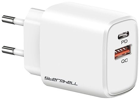 USB C Ladegerät 20W, 2 Port Schnellladegerät mit USB-C Ladestecker und USB-A Netzteile, USB C Stecker Fast Charger PD3.0 Handy Netzstecker Adapter mit iPhone 14/13/12/11 Pro iPad/Air DVD Player