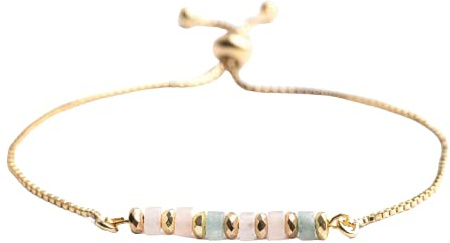 Bracelet Fertilité Maternité Pierre de Lune Quartz Rose Aigue Marine Cadeau Maman Femme Enceinte Désir Grossesse Or