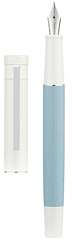 HongDian 1862 Fountain Pen, Fine Nib Blue Color Barrel, Classic Pen Includes Metal Pen Case and Refillable Converter