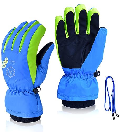 Skihandschuhe Kinder Winterhandschuhe Wasserdicht Warme Handschuhe Ski Gloves Winter Winddichte Verdickt Thermal Fleece Skihandschuhe für Skifahren Snowboard Wandern für Junge Mädchen 6-14 Jahre