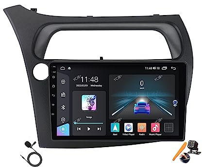 YCJB Android 12.0 Coche Radio 2 DIN Estéreo para H-Onda Civic 2006-2011 GPS Sat Navi 9'' Pantalla Táctil Vídeo Reproductor BT FM Receptor con 4G 5G WiFi SWC DSP Carplay,M100s