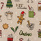 SCHÖNER LEBEN. Weihnachtsstoff Dekostoff Leinenlook Christmas Doodle Natur 1,40m