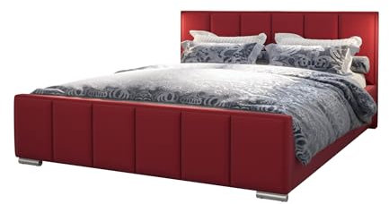 Verona Idee Polsterbett Astana mit Lattenrost Holzrahmen Bettkasten 4 Größen viel Farben Auswahl Beige 120cm x 200m ROT