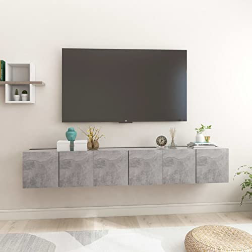 ZEYUAN TV-Hängeschränke 3 STK Tv Board, Tv Lowboard, Tv Tisch, Fernsehschrank, Fernsehtisch, Kommode, Sideboard Wohnzimmer, Tv Sideboard, Betongrau 60x30x30 cm