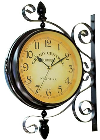 MAGICLULU Retro-wanduhr Vintage-wanduhr Bahnhof Wanduhr Europäischer Stil Alte Wand Geschenke Zum Jubiläum Vintage-wecker Wanduhr Aus Eisen Retro-hängeuhr Uhr Mit Gesichtern Jahrgang