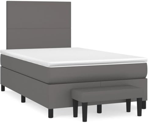 vidaXL Boxspringbett mit Matratze Grau 120x190 cm Kunstleder