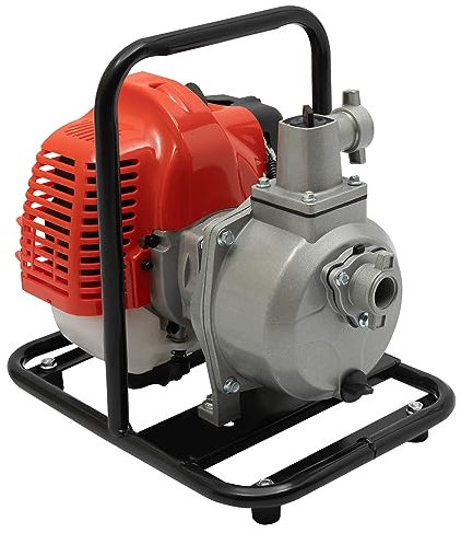 Bomba de agua de gasolina de 2 tiempos, 40 cc, motor de 1,25 kW/6500 rpm, bomba de jardín, bomba de retención monocilíndrica y refrigeración, bomba de transferencia de agua, bomba de riego con 8-10 m³