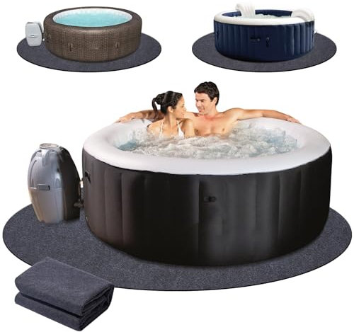 ALYCLIP Tapis rond gonflable de 254 cm de diamètre, tapis de protection de sol absorbant, envers antidérapant imperméable pour protéger le jacuzzi de l'usure en intérieur et en extérieur