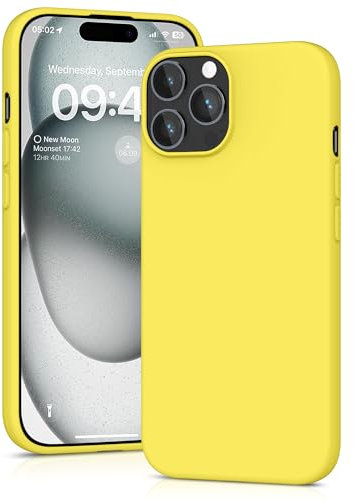 YATWIN Silicone Case for iPhone 15 Pro Max, Soft-Touch, Shockproof, DustProof, Antiskid Full Body Armour Phone Cover for Apple iPhone 15 Pro Max - Yellow
