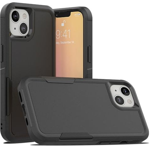 SDTEK Case for iPhone 14 Heavy Duty Rugged Cover Dual Layer Cover (Black)
