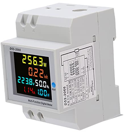 D52 Digitaler Wattstunden-Meter mit LCD-Farbdisplay, Integriertem Transformator, Wechselspannung, Strom und Leistungsüberwachung, 2066Wh, Industrieller Einsatz