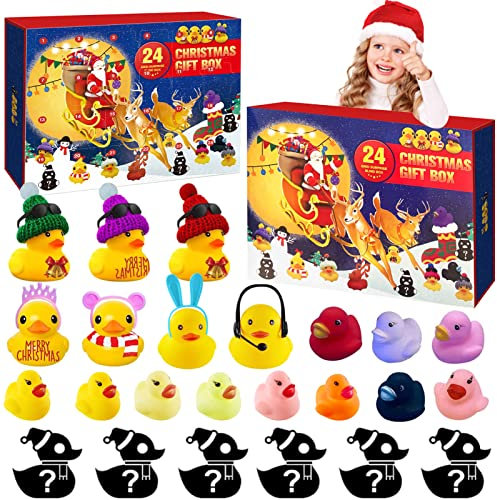Adventskalender 2024 Kinder Kleine Gelbe Ente,Weihnachtskalender Enten,24 Gitter für Jungen Mädchen 1 2 3 4 5 6 7 8 10 12 Jahre,Quietscheenten Adventskalender Weihnachtsgeschenke