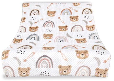 Bestlivings Kuscheldecke Kinder 85x120 cm, weiche Fleecedecke & Kinderdecke | Bären-Motiv mit Regenbögen, Babydecke für Kinderbett & Kinderwagen, Geschenk zur Geburt, waschbar, OEKO-TEX