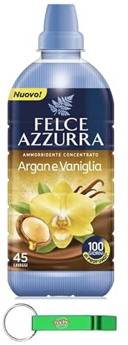 12x Felce Azzurra Ammorbidente Concentrato Argan und Vanille - Konzentrierter Weichspüler – 45 Wäschen – 900ml + Beni Culinari Kostenloser Schlüsselanhänger