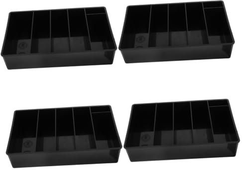 HAPINARY 4 Stück Kasse cash register bargeld aufbewahrung gelddose cash boxes Geldbehälter paletten handy halter aufbewahrungskorb Boxen Münzfach Ticket- Plastik Black