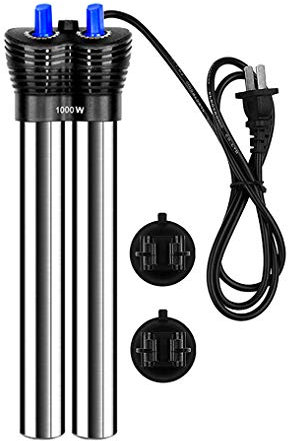 Chauffage d'aquarium submersible à double tube 1000 W avec thermostat à bouton de réglage – Chauffage d'aquarium d'eau douce pour un contrôle précis de la température