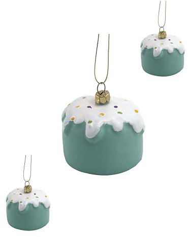 M.Kritzinger's Weihnachtskugeln aus Kunststoff, Cupcake mit Streuseln, türkis, 10 cm, 3er Set