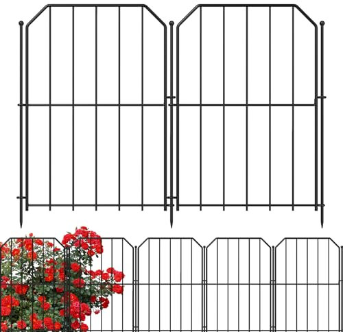 Yeabett Lot de 25 clôtures décoratives en métal pour jardin, 31 cm (l) × 41 cm (H), clôture extérieure pour chien, barrière extérieure pour parterres de fleurs, cour, terrasse