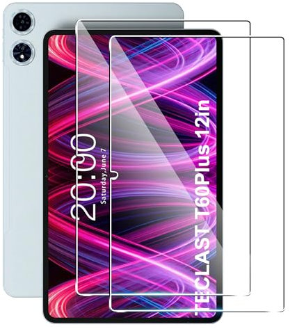 CAUHENYEE Protector de Pantalla para TECLAST T60 Plus/T60AI/DOOGEE T36/Blackview Mega 2/ODEA A12 Cristal Templado, 2 Piezas Protector de Pantalla HD Clear, Antiarañazos