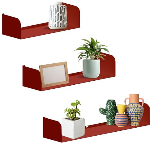 Flo.mar Mensole da Parete 3 pezzi 60, 50 e 40 cm - Mensola per Libri a Effetto Scomparsa - Mensola da Muro Resistenza +15kg -Mensole porta oggetti