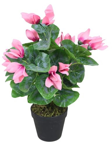 Lacers SMARAGDLINE künstliches Alpenveilchen 2er Set pink - 45cm künstliche Pflanzen dekorative kunstpflanze im Topf lebendige Farben wie echt wirkende Blätter & Blüten zuhause & Büro Frühlingsdeko