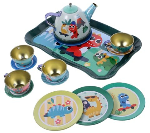 UPKOCH Teeservice Für Jungen Porzellan-teeservice Für Kleinkinder Spielzeug Mini-teetassen-Set Für Jungen Und Mädchen Spielen Sie Teeparty Mit Dinosaurier-Thema