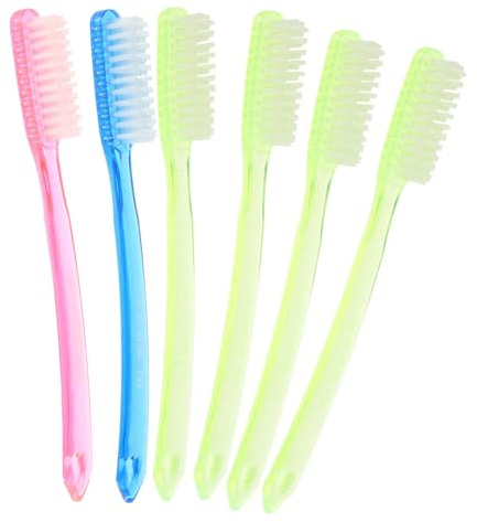 Superharte Zahnbürste 6 Stück-pack mit Harten Borsten für Erwachsene | Nylon Kunststoff, Anti Rutsch Design, gegen Zahnstein, für Alltag und Reise, Goldene Zahnbürste