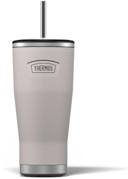 Thermos - Stainless Steel Sandstone Icon Straw Cup (710ml) BPA Free Metal Water Bottle with Straw, Reusable Gym Bottle, 22hrs Cold Drinks Flask, Dishwasher Safe