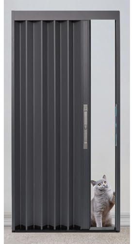 Falttüren für den Innenbereich, großer Türrahmen, 203,2 cm hoch, grau, Falttüren für den Innenbereich/verdunkelnde Falttüren im Scheunenstil mit Schloss, provisorisches Tor für Büro, Schrank