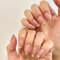 24pcs Press on Nails Short Almond French Tip Nude Gold Edge Fake Nails with Tool Stick on for Women Full Cover Nail Extensions