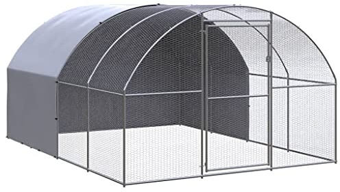 Emmtore Outdoor Hühnerstall Verzinkter Stahl Hühnerhaus Geflügelstall,Mit Dach,3 x 4 x 2 m