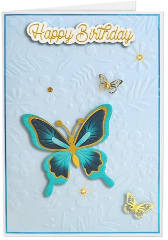 JoliCoon 3D Geburtstagskarte für Frauen, mit FinePaper Kuvert, 17 x 11,5 cm | 350g Designerpapier, Fine-Paper-Kuvert, goldener Siegelsticker, für persönliche Geburtstagswünsche, Premium-Papeterie
